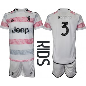 Juventus Gleison Bremer #3 Replica Away Stadium Kit for Kids 2023-24 Short Sleeve (+ pants)